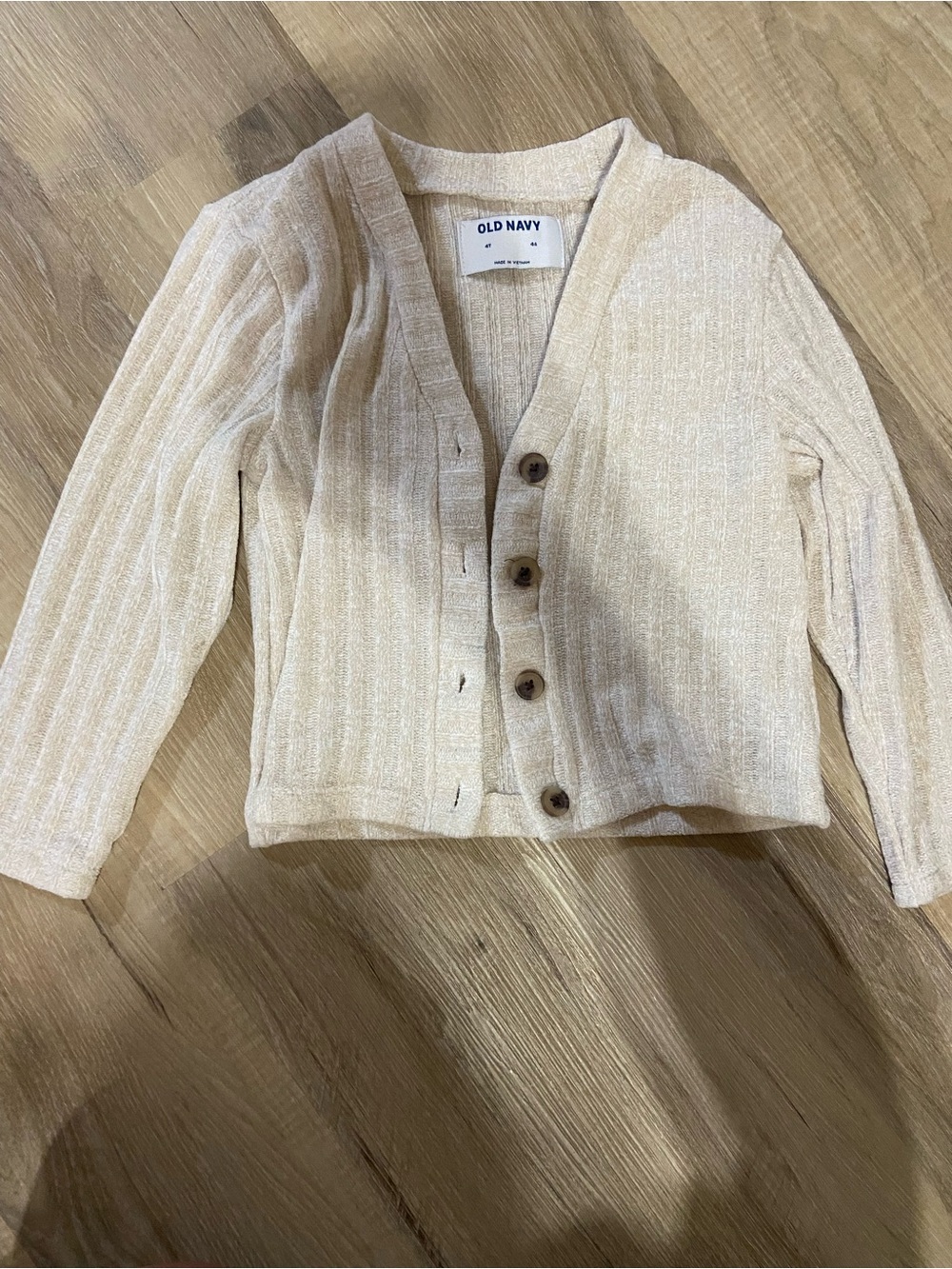 Old Navy Kids Cream Ribbed Button-Front Cardigan